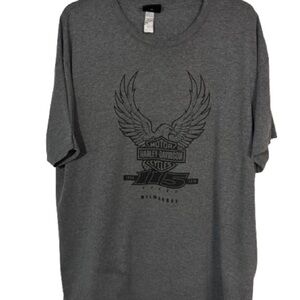 Harley Davidson Shirt Mens  XL Gray Short Sleeve Tee Eagle 115 Years